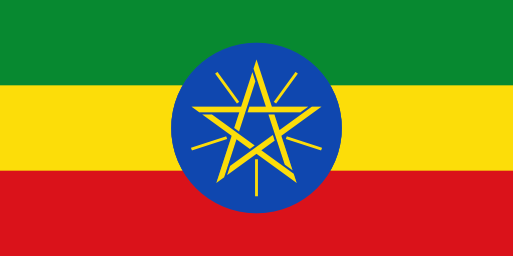 Bild der Staatsflagge Äthiopien - mit einer Auflösung von 1024x512 - Afrika