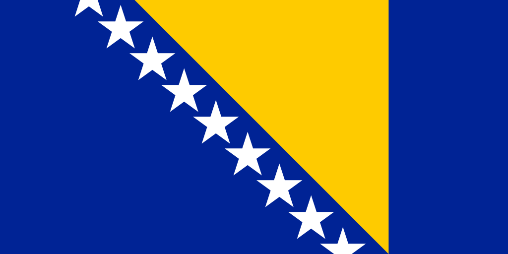 Bild der Staatsflagge Bosnien und Herzegowina - mit einer Auflösung von 1024x512 - Europa