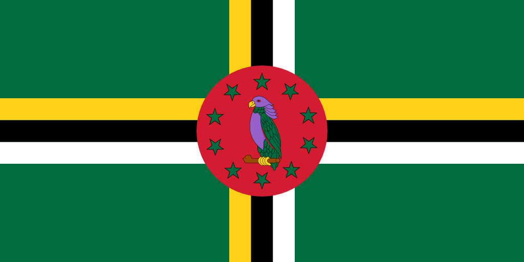 Bild der Staatsflagge Dominica - mit einer Auflösung von 1024x512 - Mittelamerika