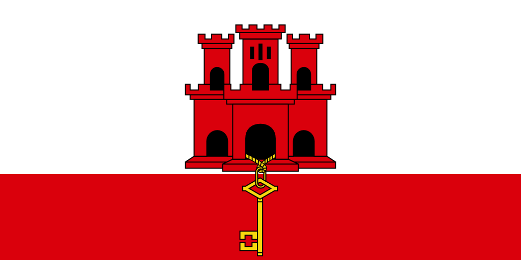 Bild der Staatsflagge Gibraltar - mit einer Auflösung von 1024x512 - Europa