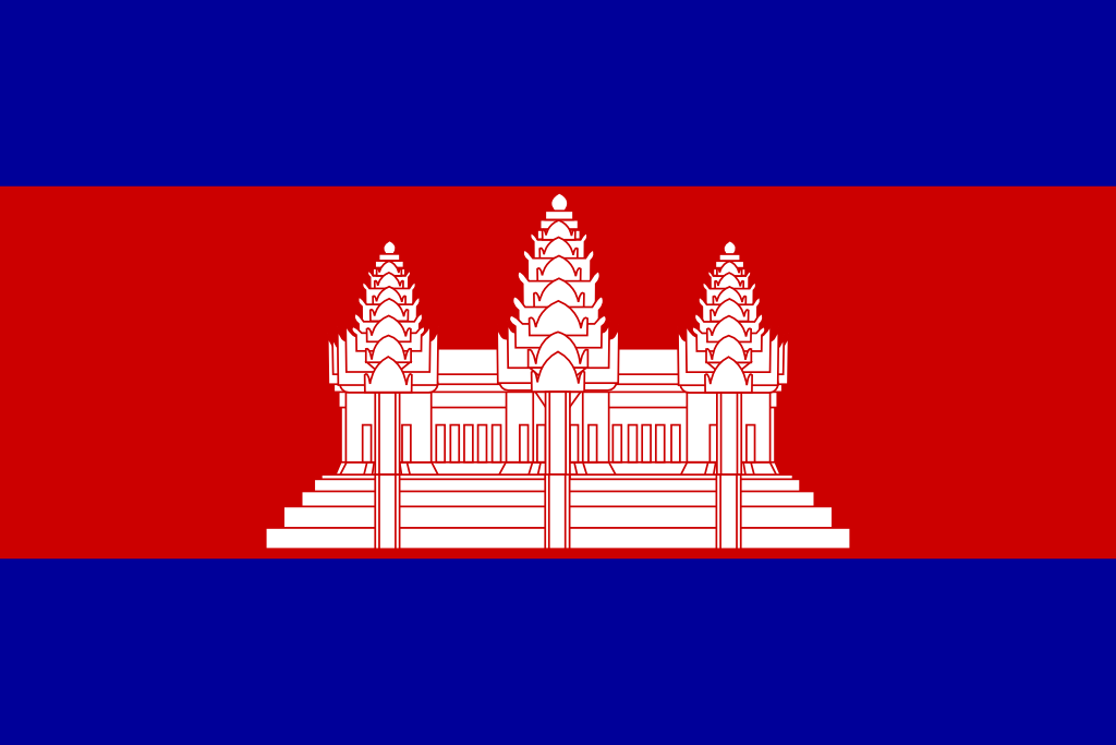 Bild der Staatsflagge Kambodscha - mit einer Auflösung von 1024x683 - Ostasien