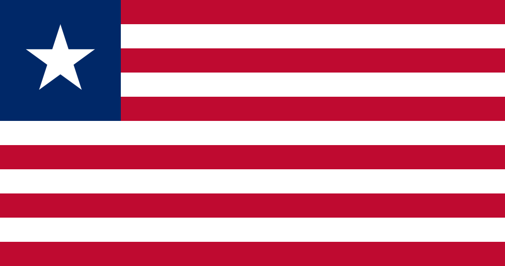 Bild der Staatsflagge Liberia - mit einer Auflösung von 1024x539 - Afrika