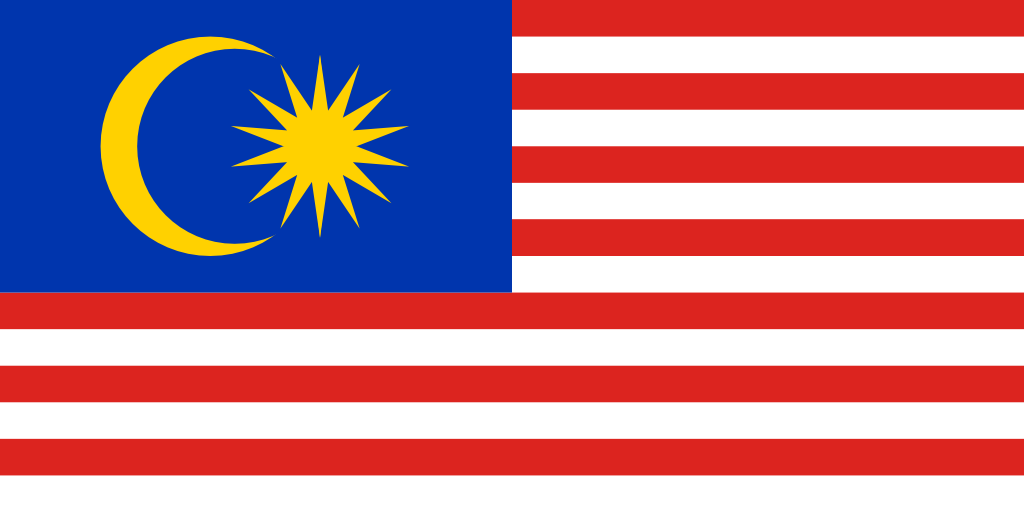 Bild der Staatsflagge Malaysia - mit einer Auflösung von 1024x512 - Ostasien