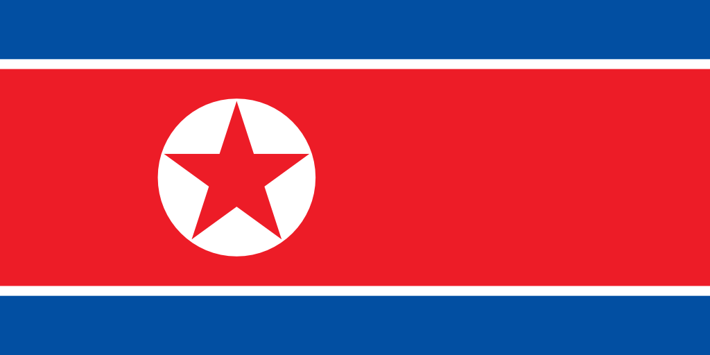 Bild der Staatsflagge Nordkorea - mit einer Auflösung von 1024x512 - Ostasien