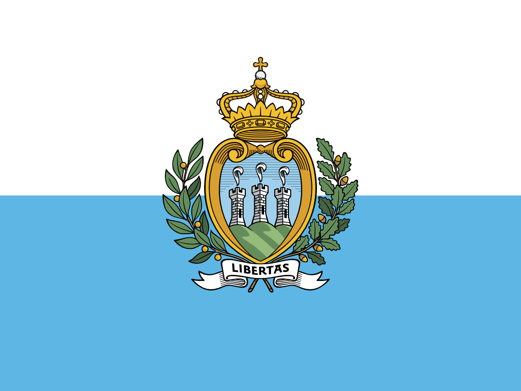 Bild der Staatsflagge San Marino - mit einer Auflösung von 1024x768 - Europa