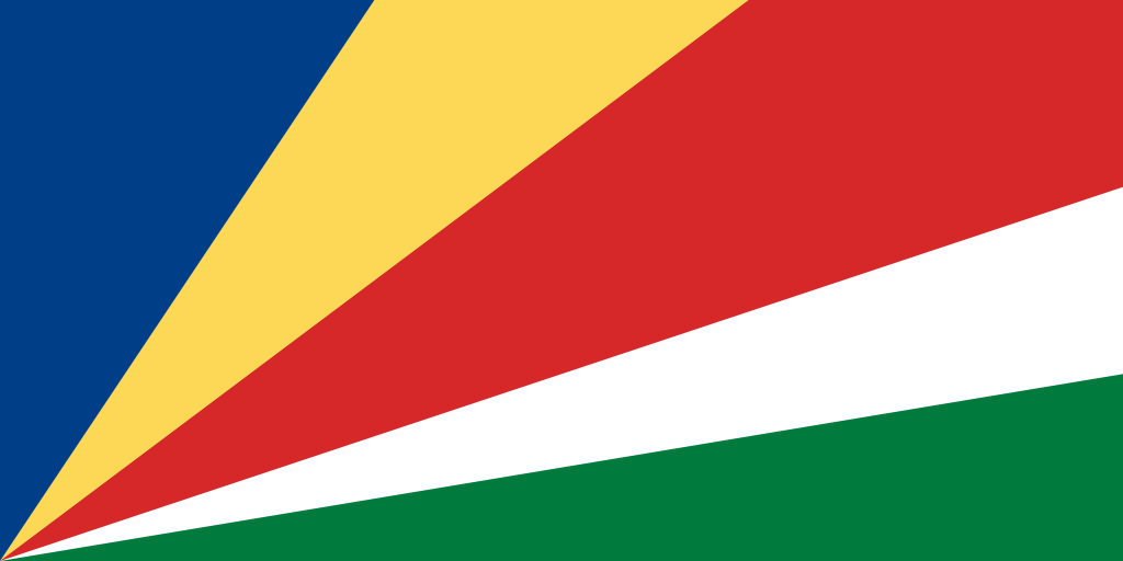 Bild der Staatsflagge Seychelles - mit einer Auflösung von 1024x512 - Afrika