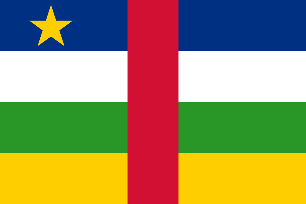 Bild der Staatsflagge Zentralafrikanische Republik - mit einer Auflösung von 1024x683 - Afrika