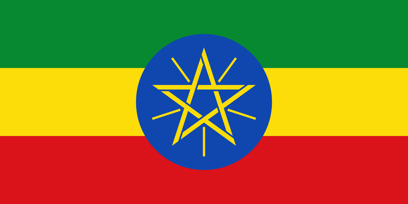 Bild der Staatsflagge Äthiopien - mit einer Auflösung von 1600x800 - Afrika