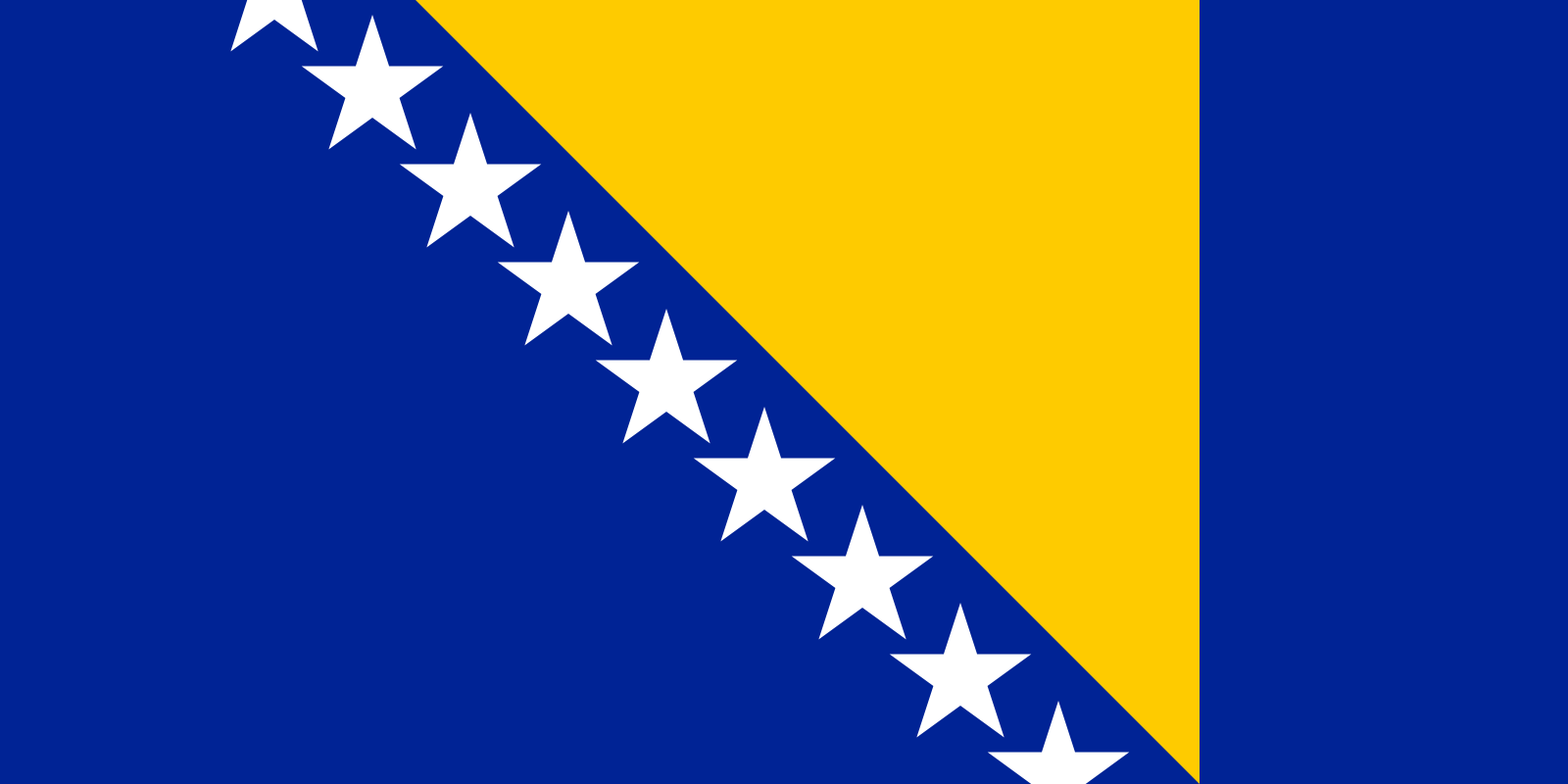 Bild der Staatsflagge Bosnien und Herzegowina - mit einer Auflösung von 1600x800 - Europa