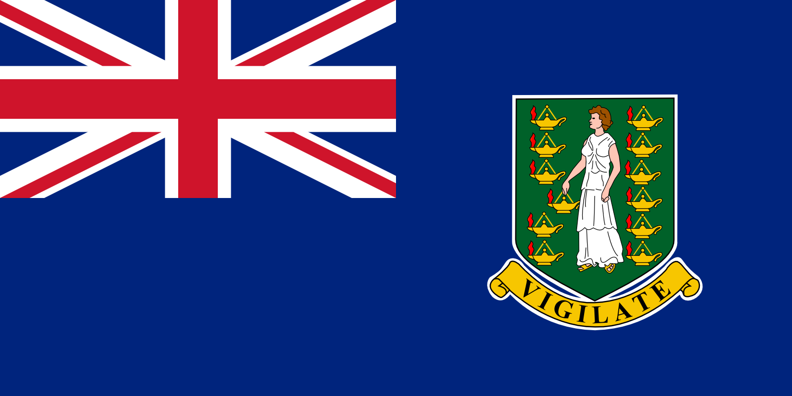 Bild der Staatsflagge Britische Jungferninseln - mit einer Auflösung von 1600x800 - Mittelamerika