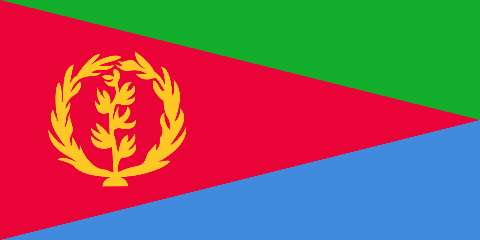 Bild der Staatsflagge Eritrea - mit einer Auflösung von 1600x800 - Afrika