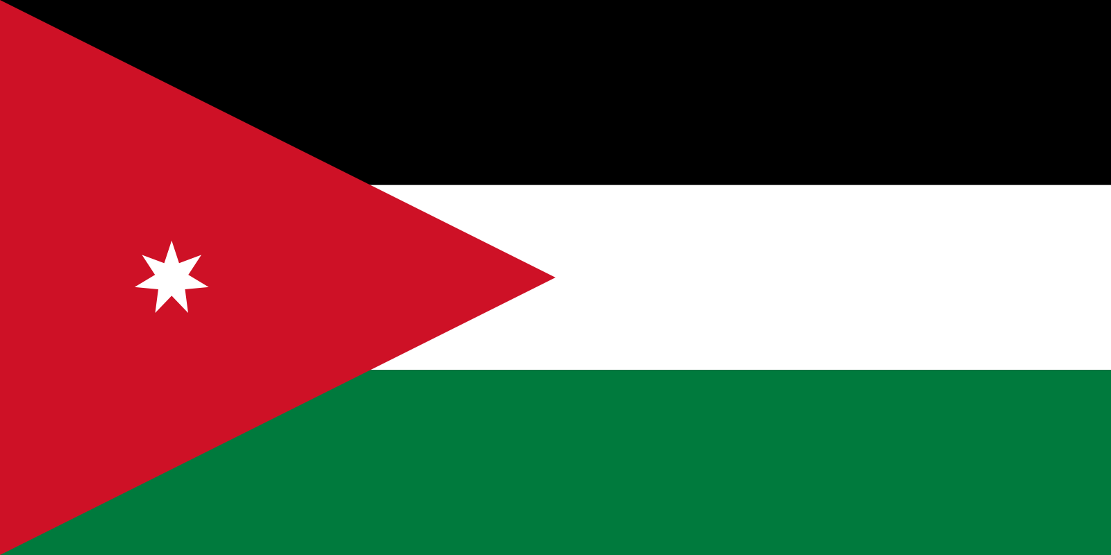 Bild der Staatsflagge Jordan - mit einer Auflösung von 1600x800 - Naher Osten