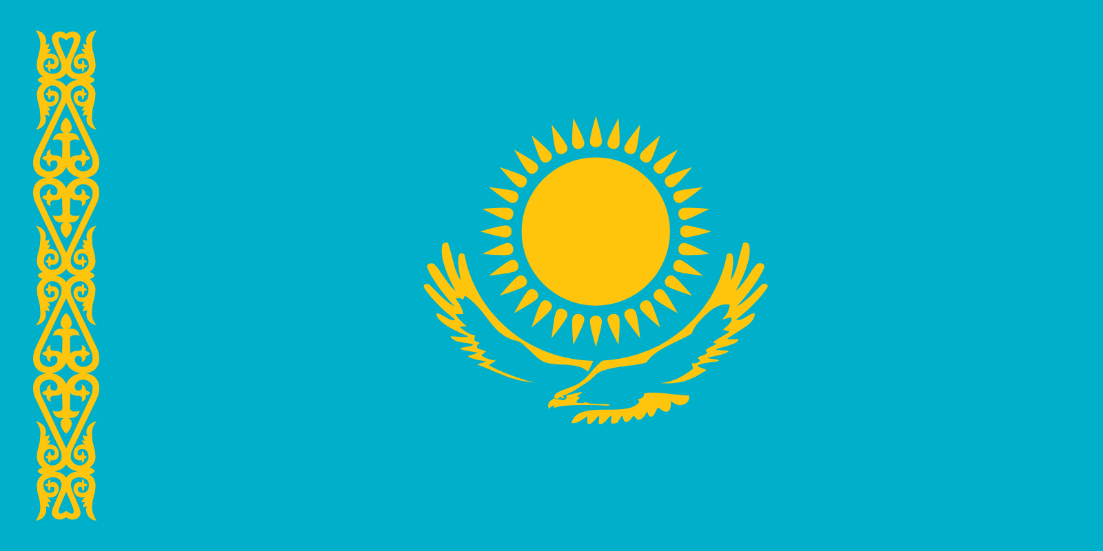 Bild der Staatsflagge Kasachstan - mit einer Auflösung von 1600x800 - Zentralasien