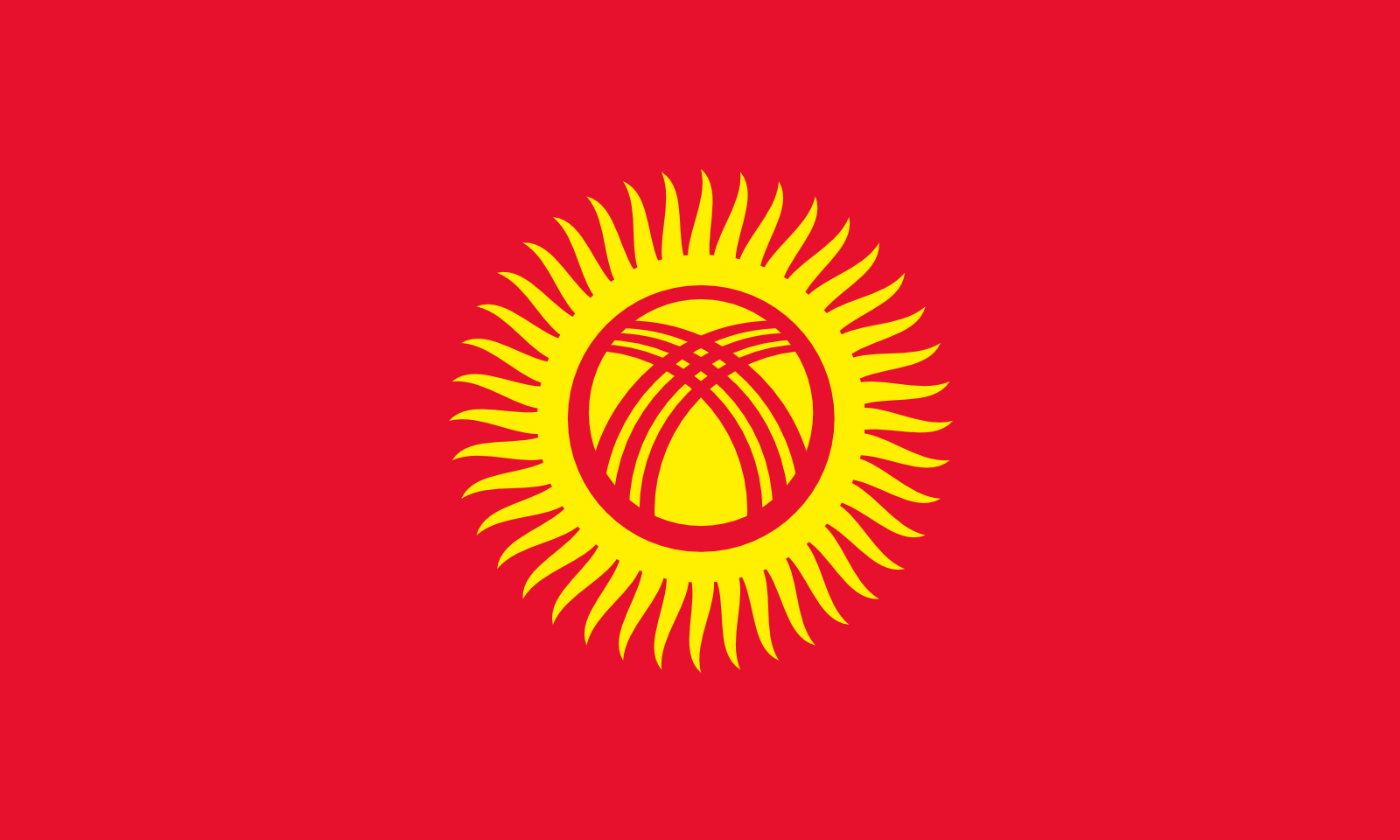 Bild der Staatsflagge Kirgistan - mit einer Auflösung von 1600x960 - Zentralasien
