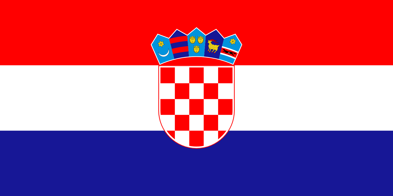 Bild der Staatsflagge Kroatien - mit einer Auflösung von 1600x800 - Europa