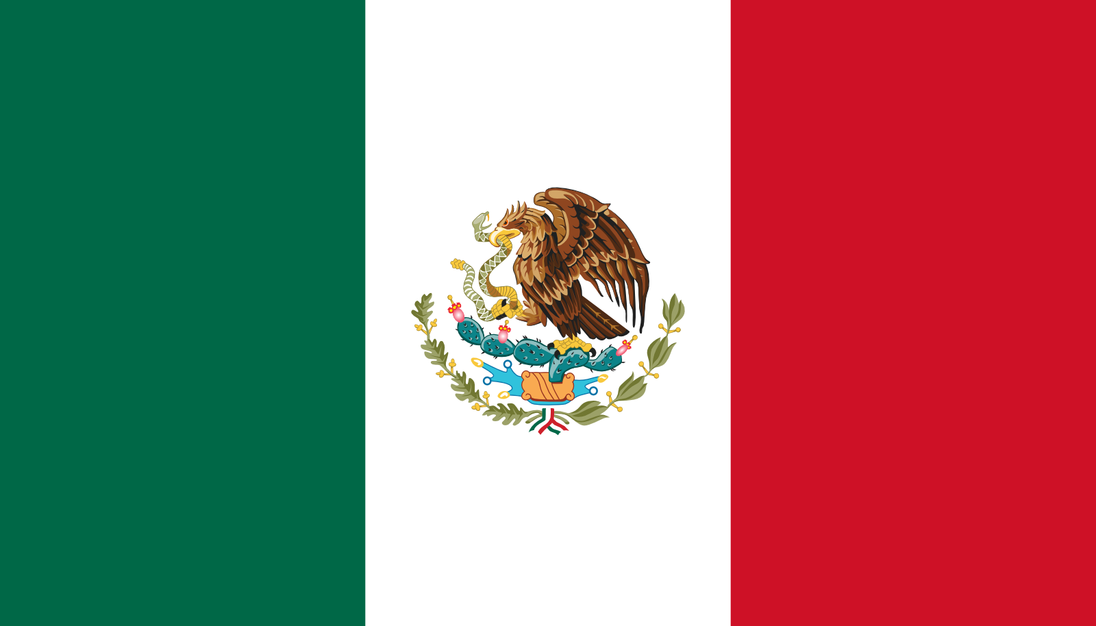 Bild der Staatsflagge Mexiko - mit einer Auflösung von 1600x914 - Nordamerika