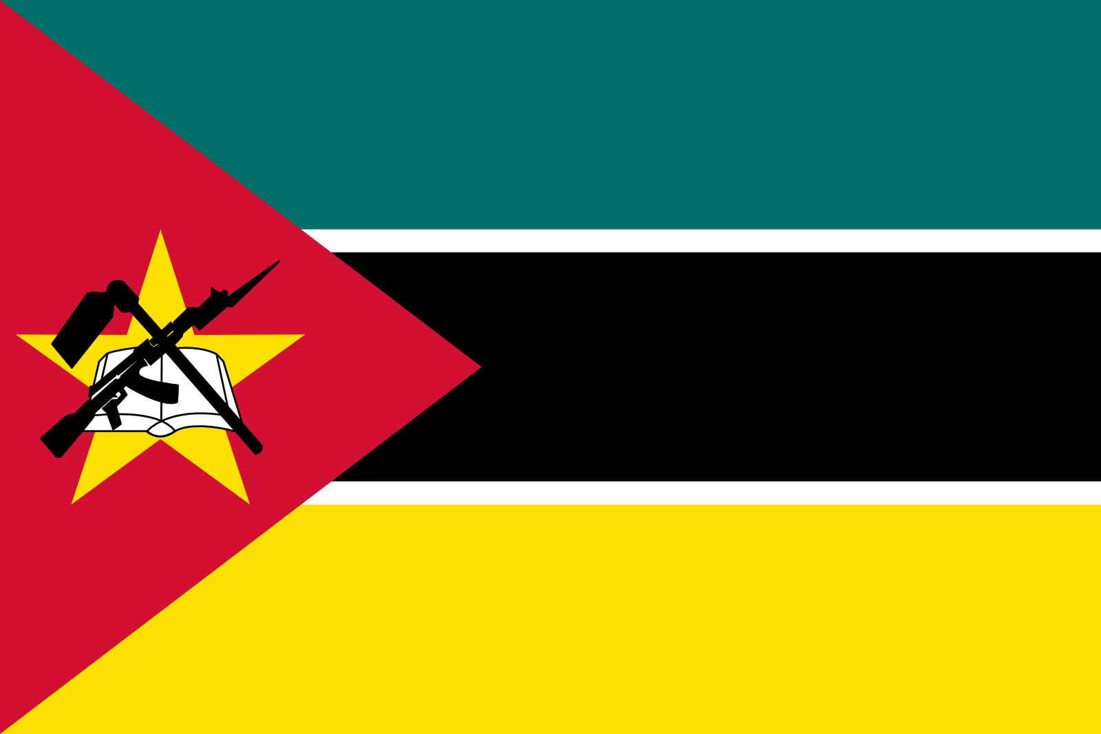 Bild der Staatsflagge Mozambique - mit einer Auflösung von 1600x1067 - Afrika