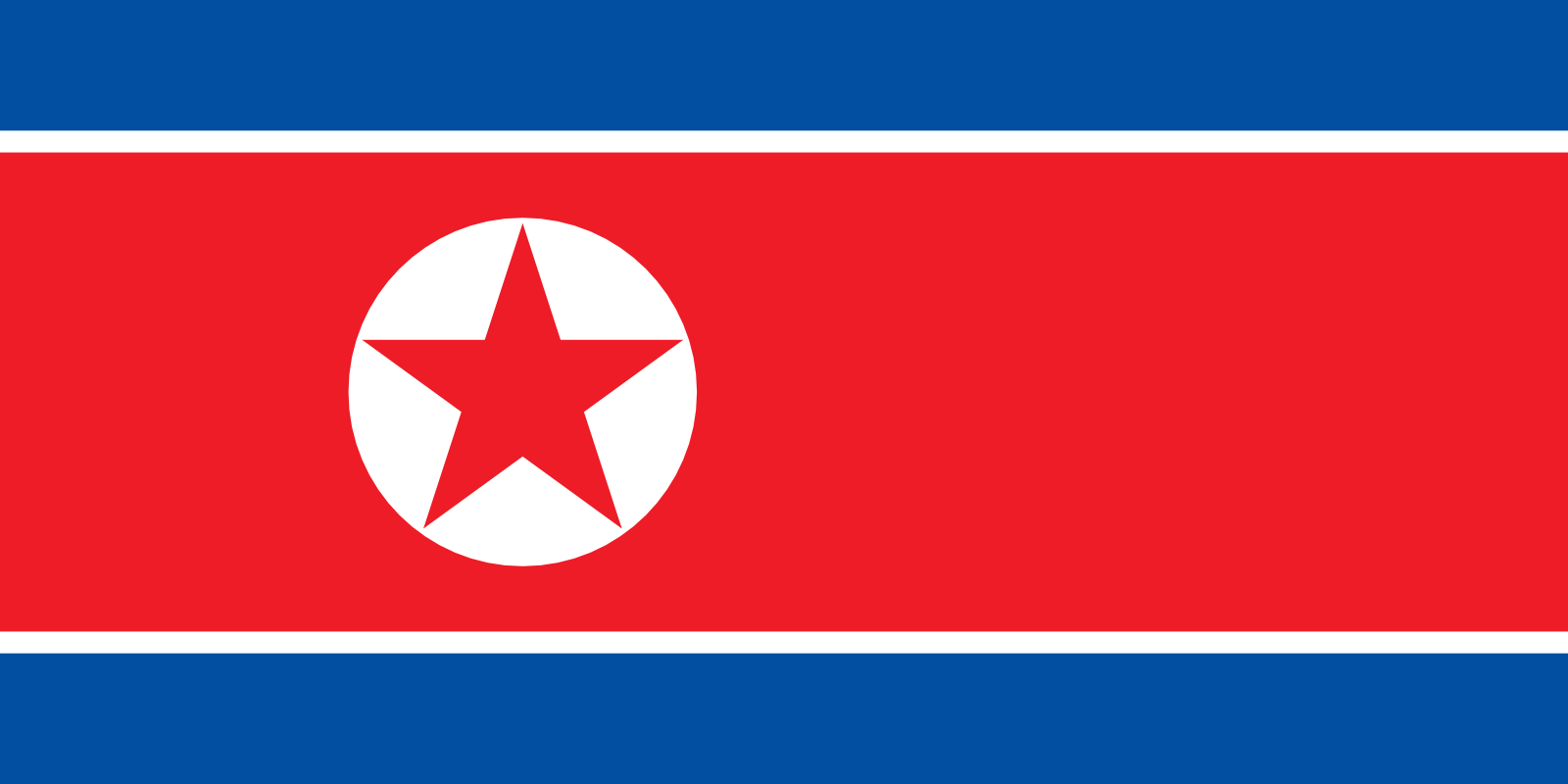 Bild der Staatsflagge Nordkorea - mit einer Auflösung von 1600x800 - Ostasien