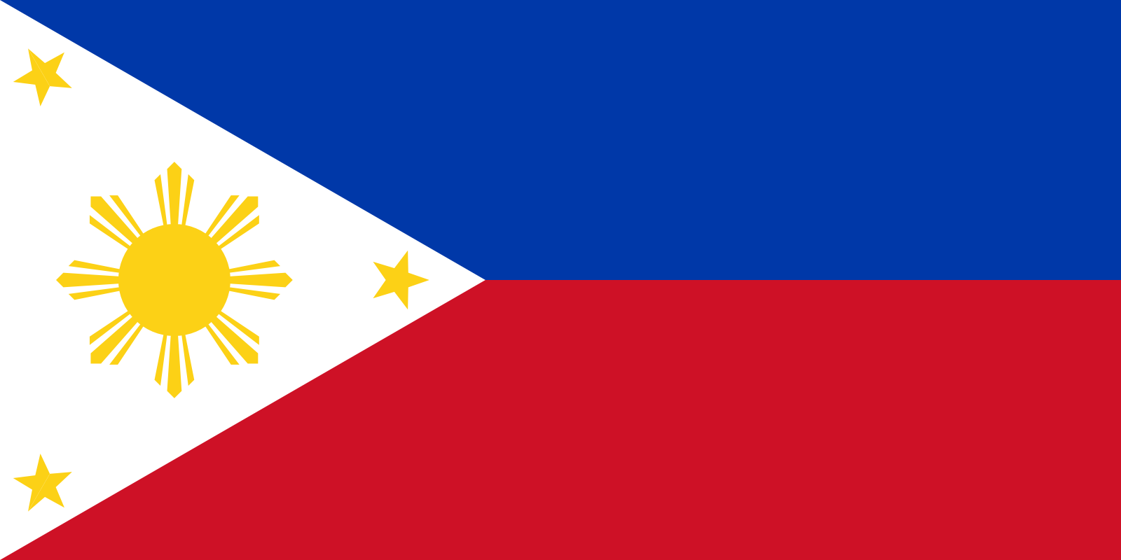 Bild der Staatsflagge Philippinen - mit einer Auflösung von 1600x800 - Ostasien