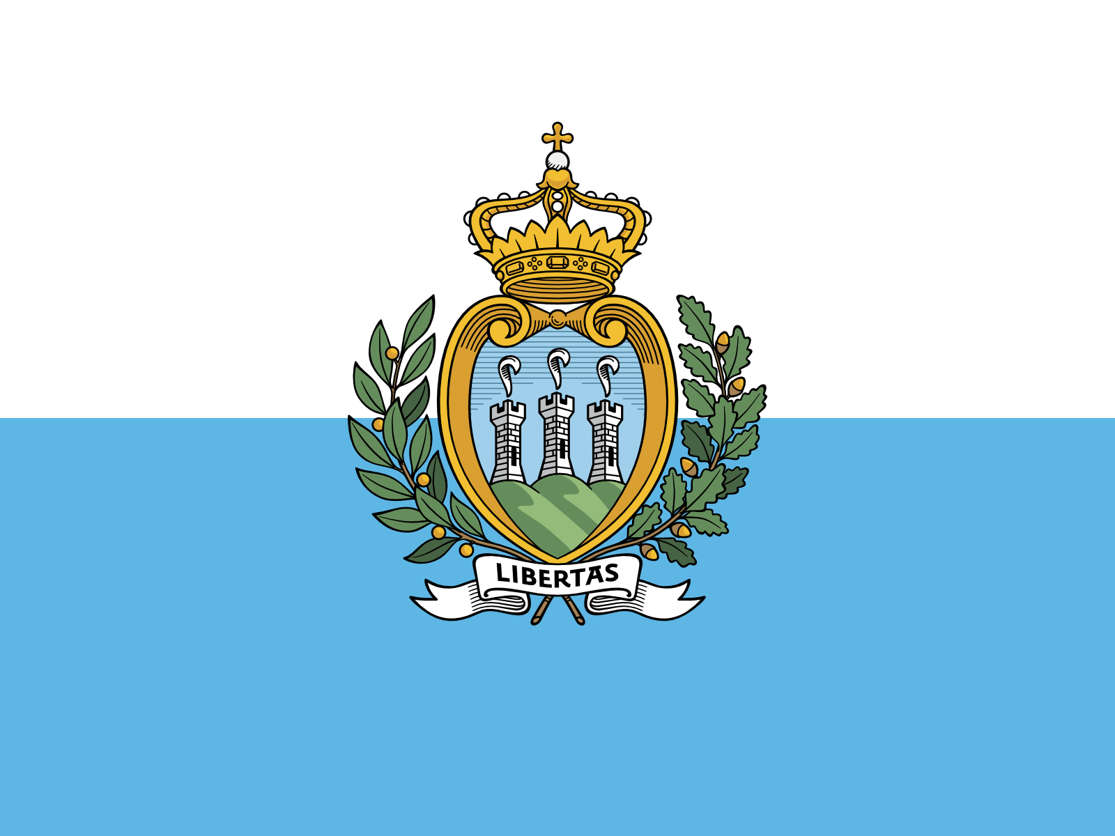 Bild der Staatsflagge San Marino - mit einer Auflösung von 1600x1200 - Europa