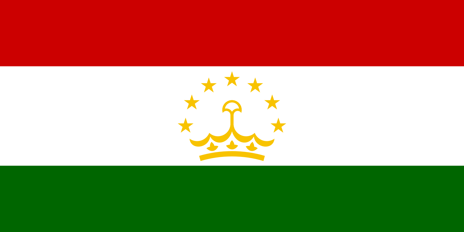 Bild der Staatsflagge Tadschikistan - mit einer Auflösung von 1600x800 - Zentralasien