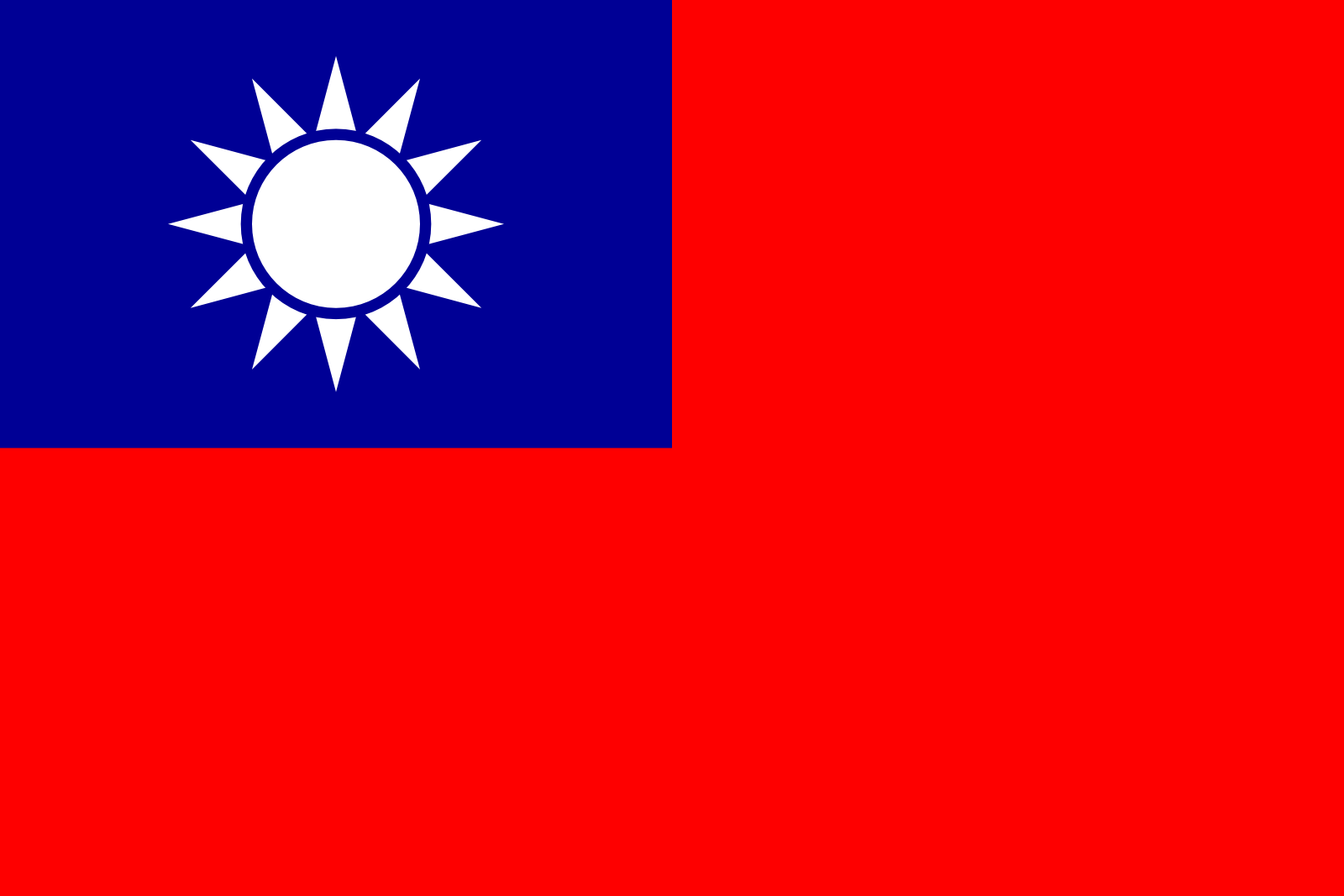 Bild der Staatsflagge Taiwan - mit einer Auflösung von 1600x1067 - Ostasien