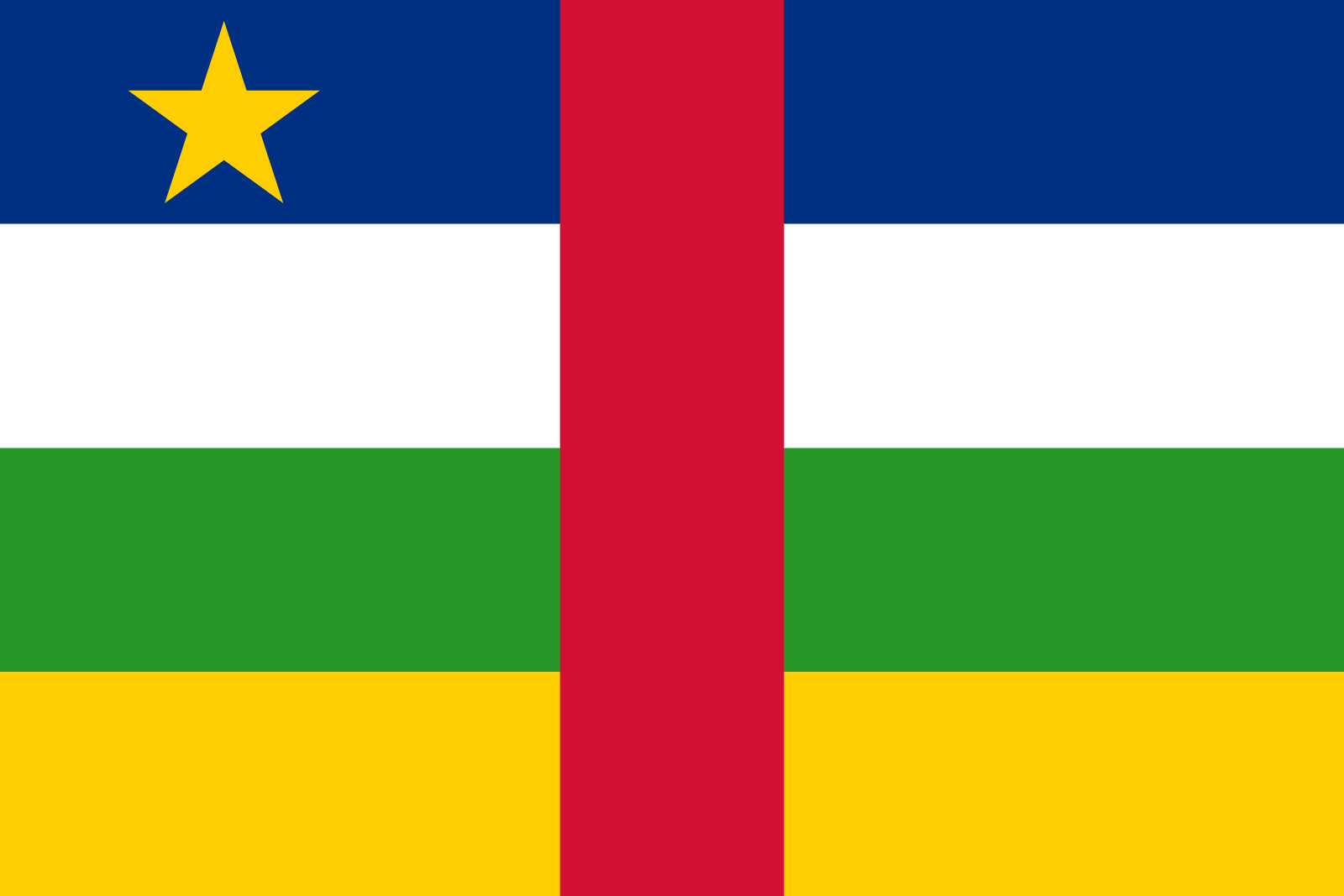 Bild der Staatsflagge Zentralafrikanische Republik - mit einer Auflösung von 1600x1067 - Afrika