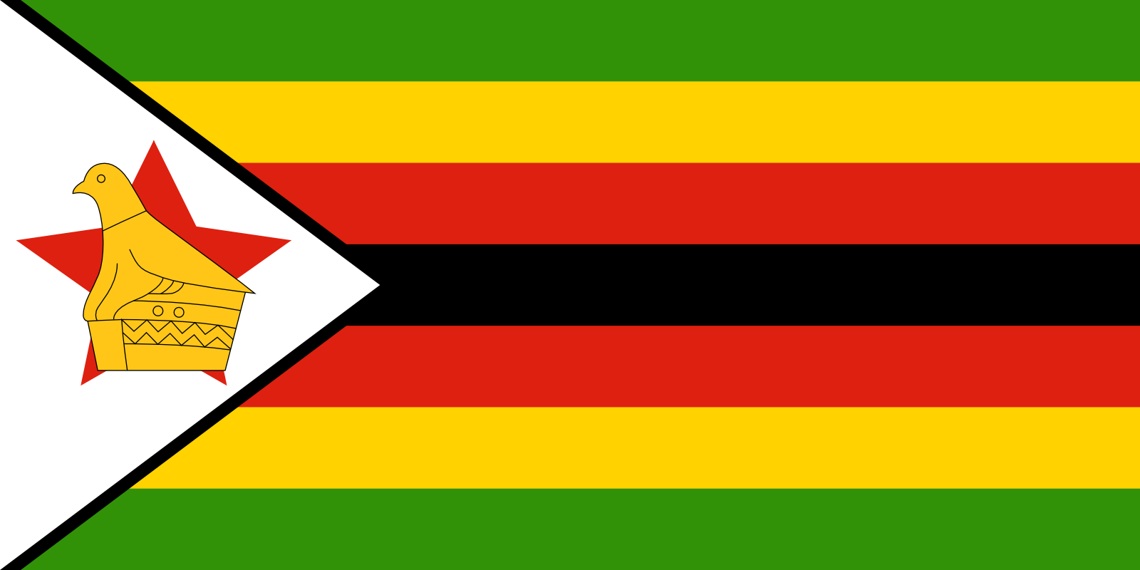 Bild der Staatsflagge Zimbabwe - mit einer Auflösung von 1600x800 - Afrika