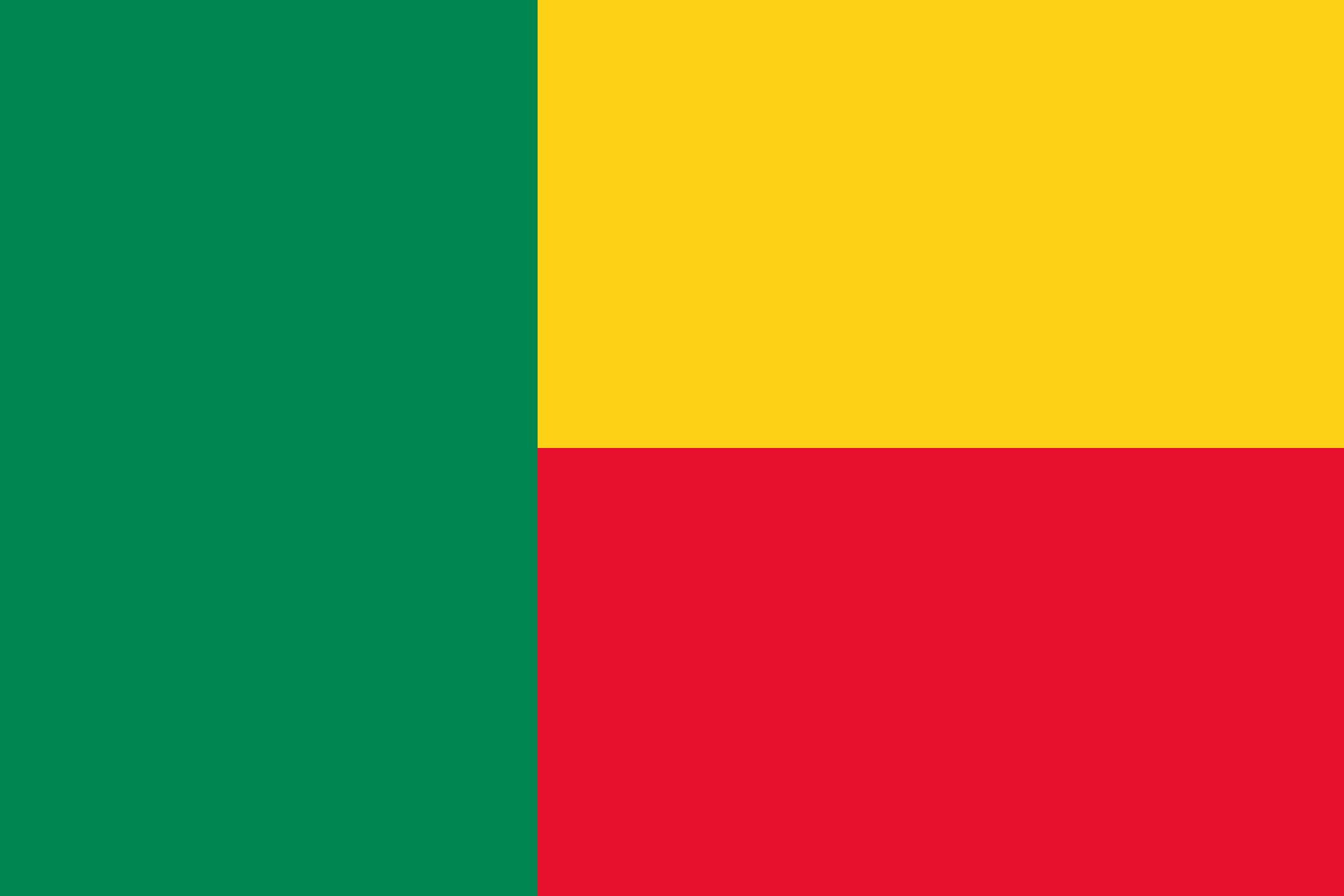 Bild der Staatsflagge Benin - mit einer Auflösung von 2040x1360 - Afrika