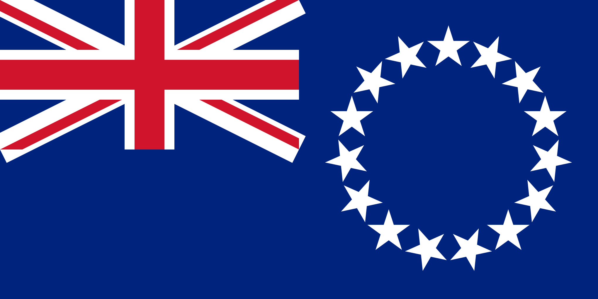 Bild der Staatsflagge Cookinseln - mit einer Auflösung von 2040x1020 - Ozeanien