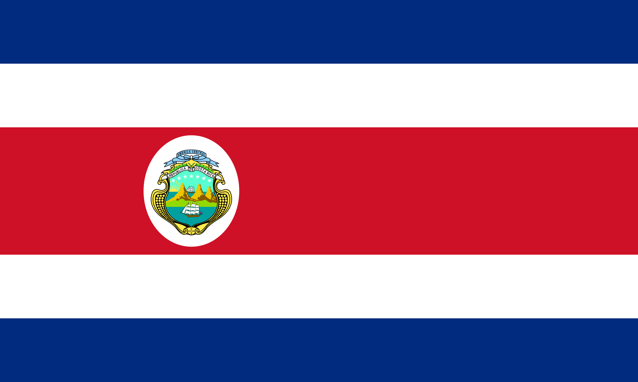 Bild der Staatsflagge Costa Rica - mit einer Auflösung von 2040x1224 - Mittelamerika