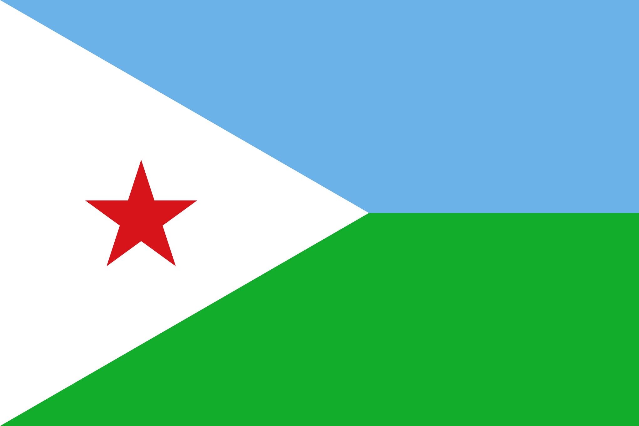 Bild der Staatsflagge Djibouti - mit einer Auflösung von 2040x1360 - Afrika