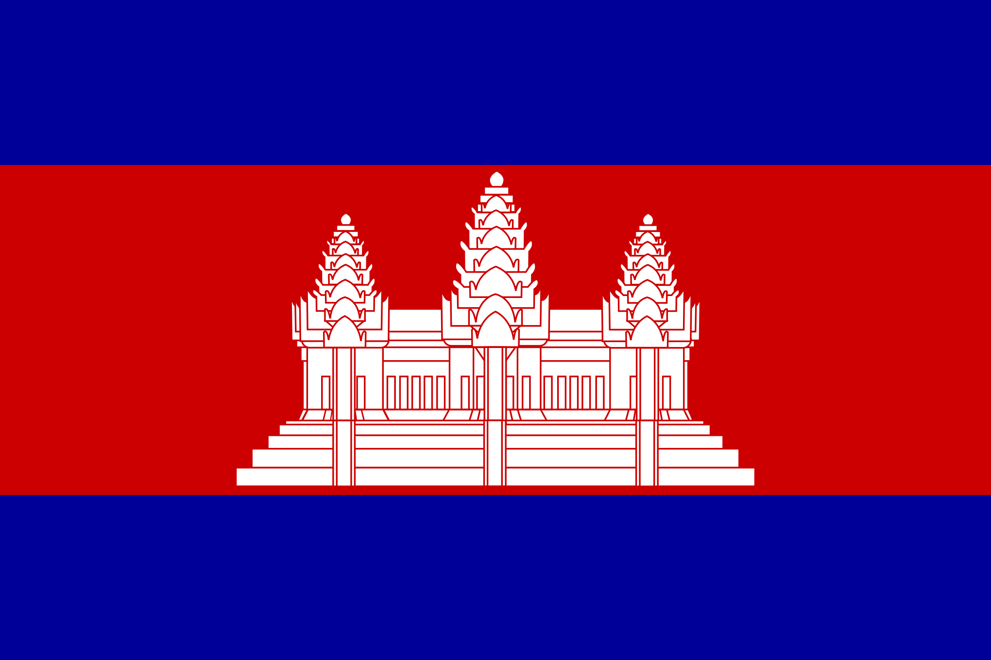 Bild der Staatsflagge Kambodscha - mit einer Auflösung von 2040x1360 - Ostasien