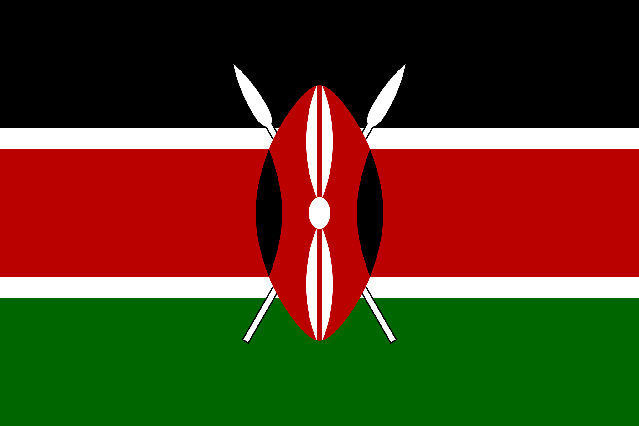 Bild der Staatsflagge Kenia - mit einer Auflösung von 2040x1360 - Afrika