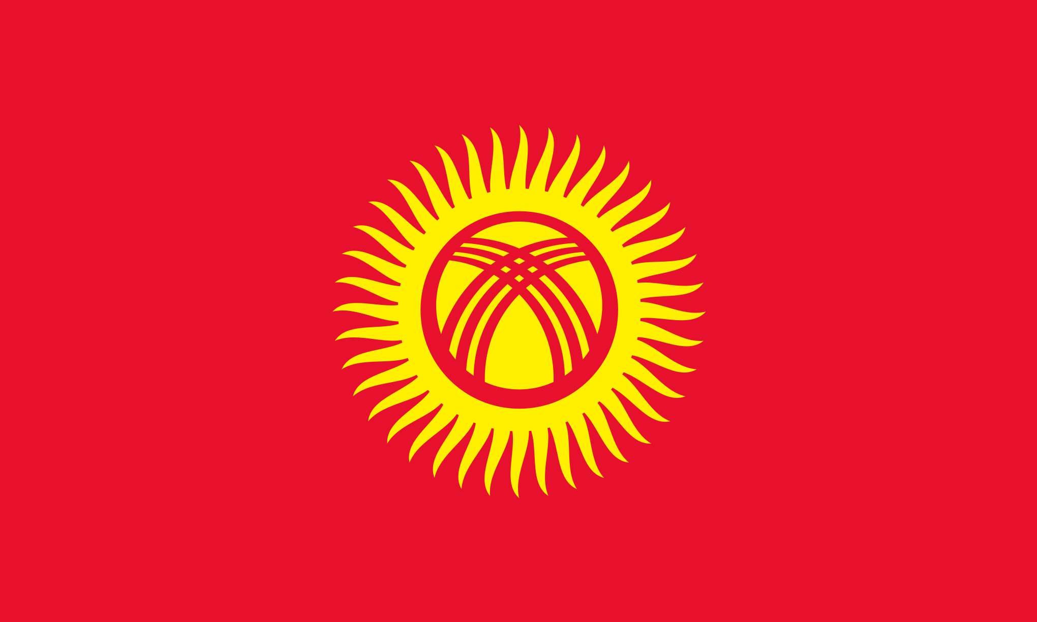 Bild der Staatsflagge Kirgistan - mit einer Auflösung von 2040x1224 - Zentralasien