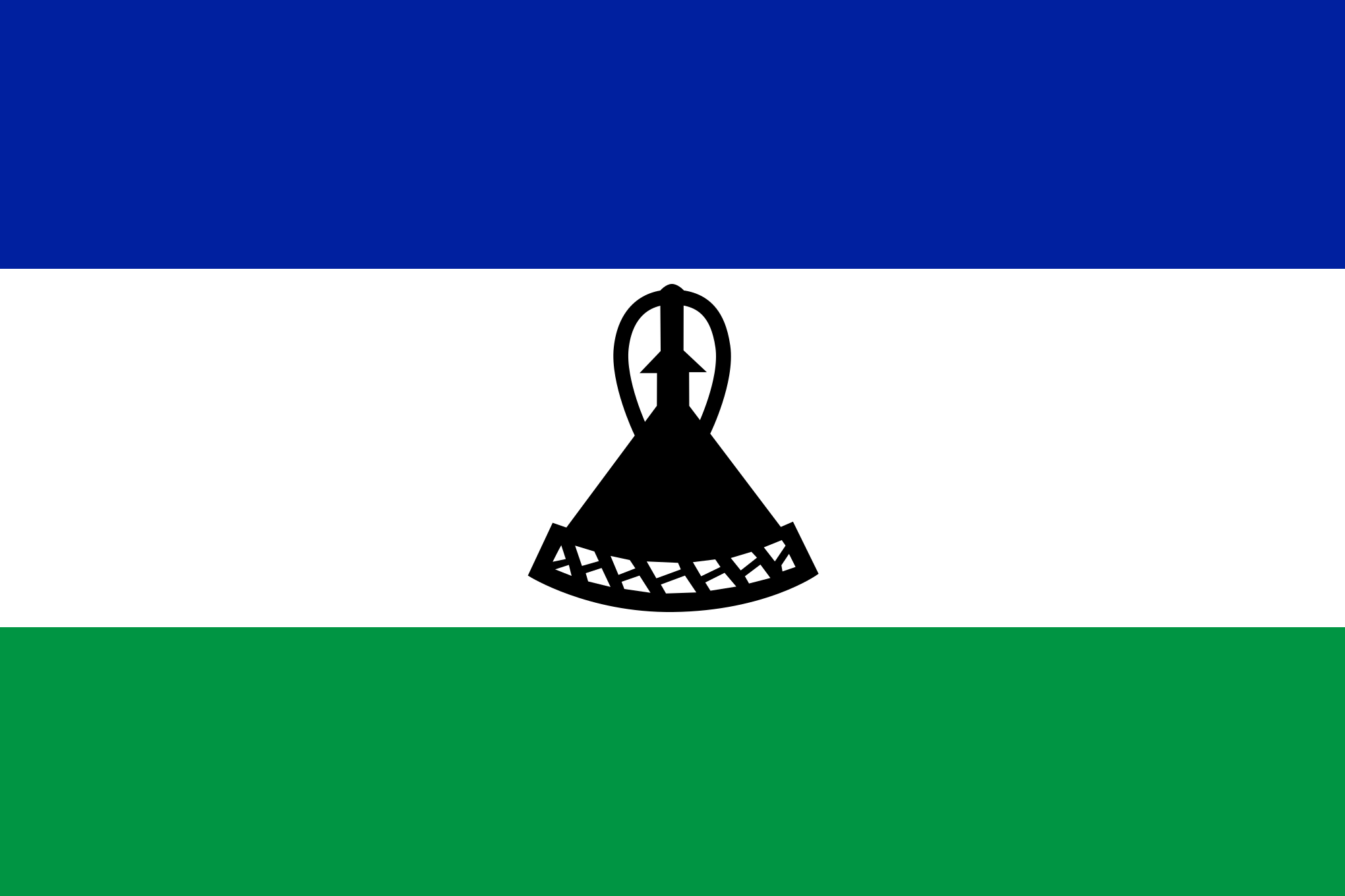 Bild der Staatsflagge Lesotho - mit einer Auflösung von 2040x1360 - Afrika