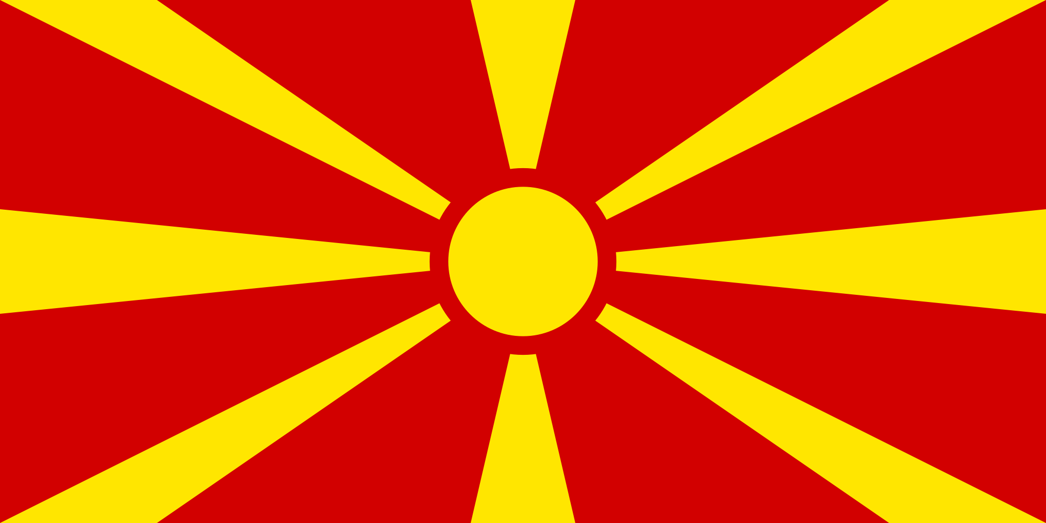 Bild der Staatsflagge Mazedonien - mit einer Auflösung von 2040x1020 - Europa