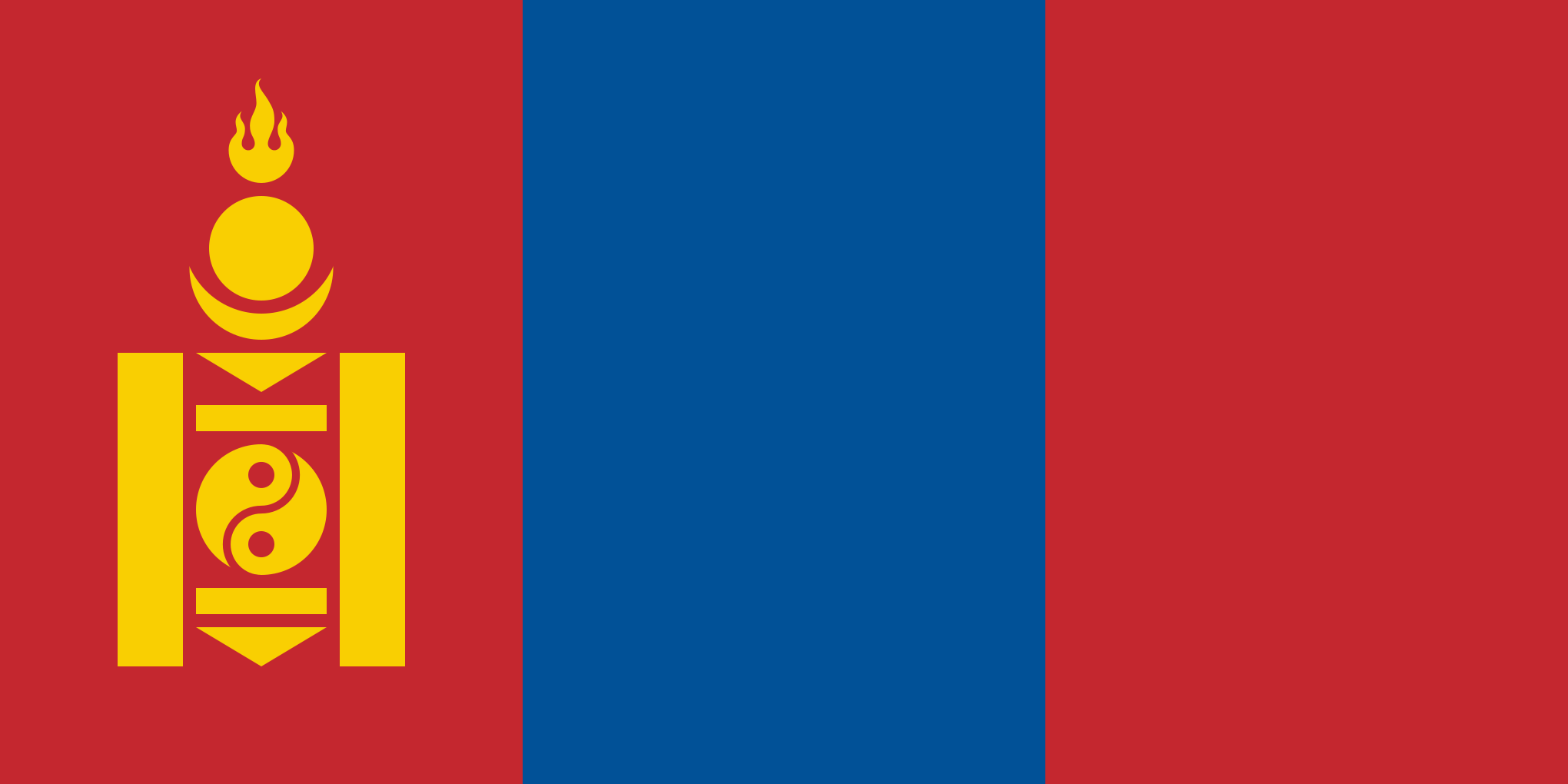 Bild der Staatsflagge Mongolei - mit einer Auflösung von 2040x1020 - Ostasien