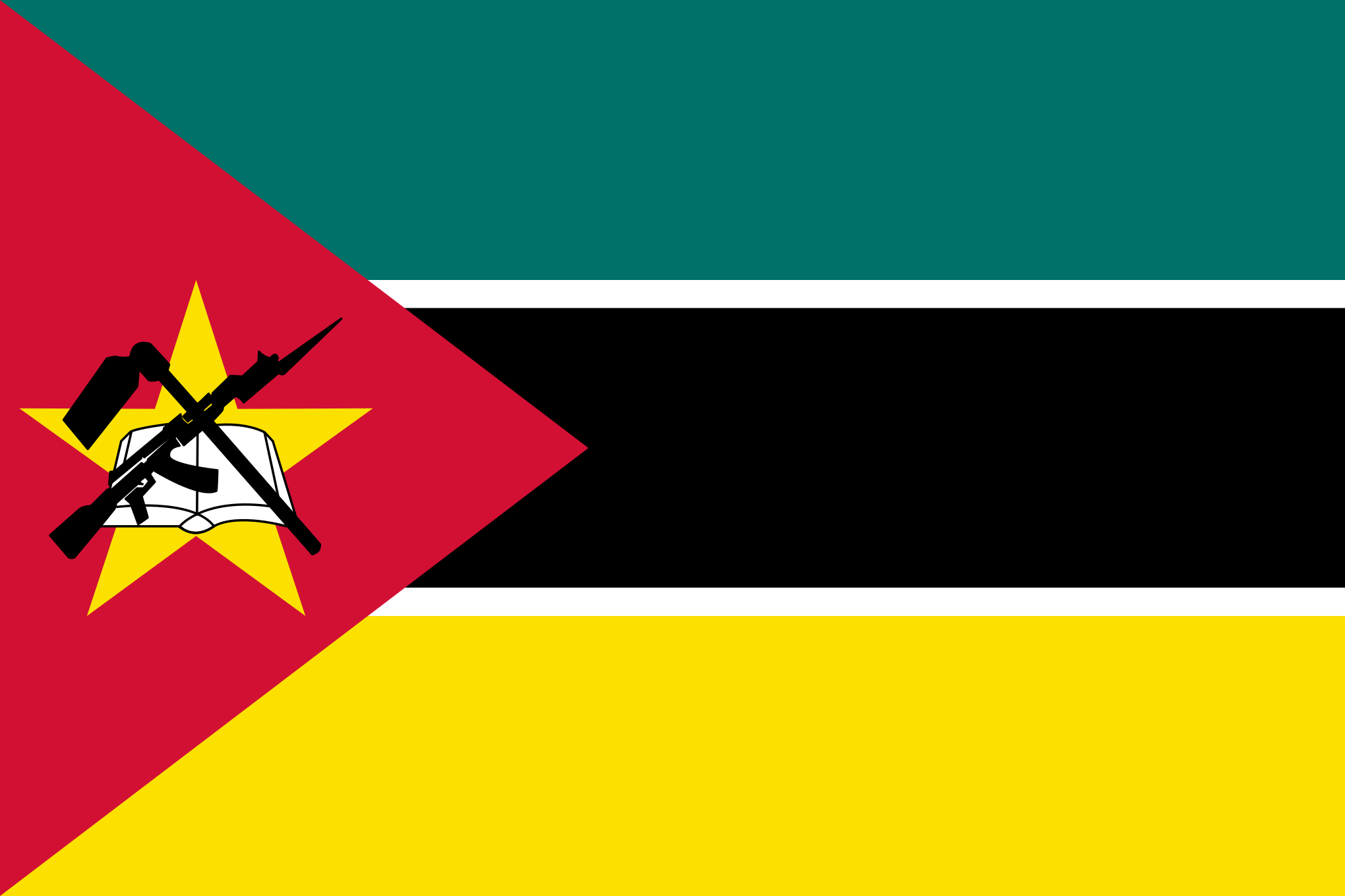 Bild der Staatsflagge Mozambique - mit einer Auflösung von 2040x1360 - Afrika