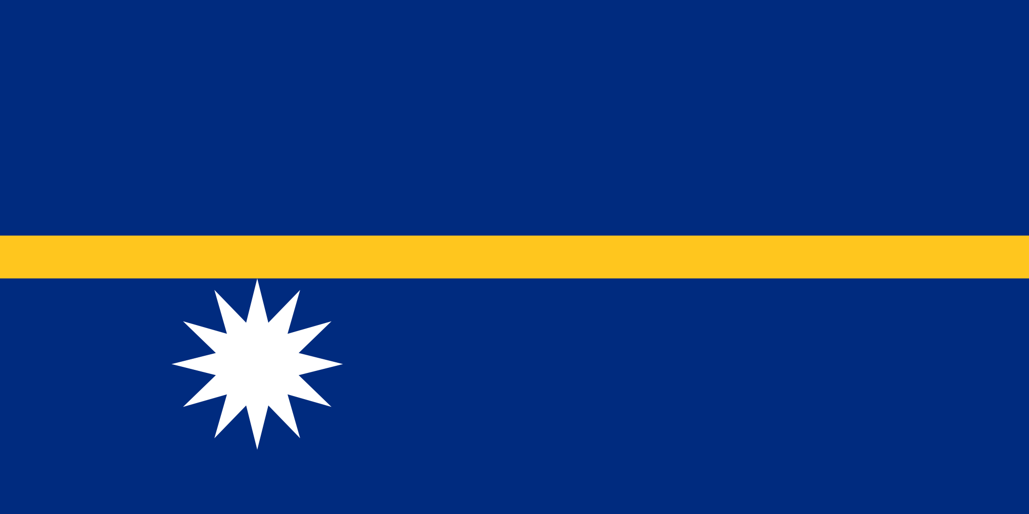 Bild der Staatsflagge Nauru - mit einer Auflösung von 2040x1020 - Ozeanien
