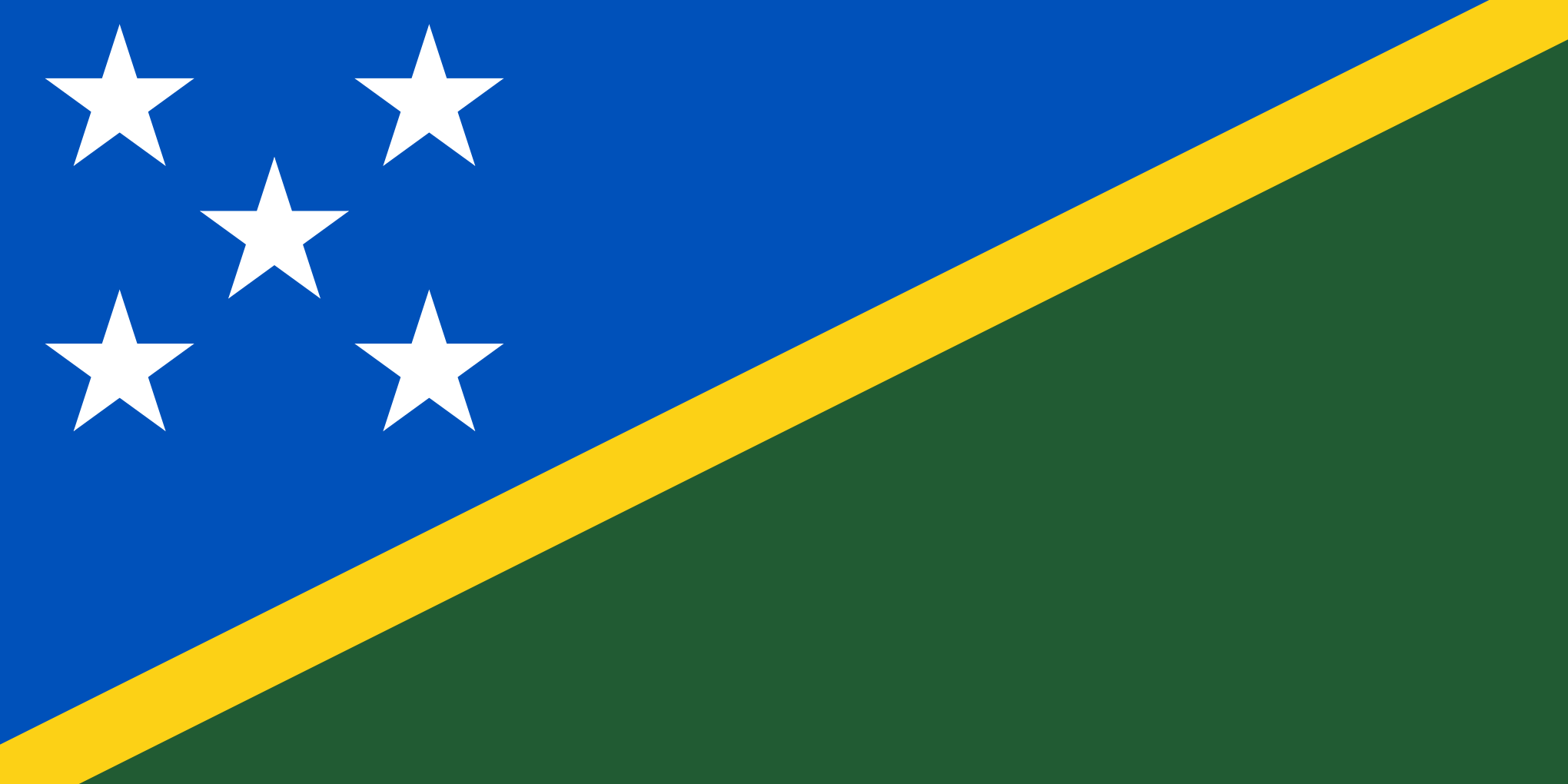Bild der Staatsflagge Solomon Islands - mit einer Auflösung von 2040x1020 - Ozeanien